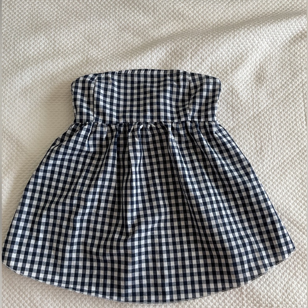 Navy Gingham Women's Tube Top